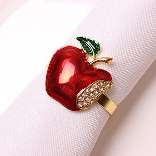 WDDH Божиќни прстени со салфетка од јаболка, сет од 6 прстени за држачи на салфетка за декор на маса, држачи за прстени од салфетка за божиќни