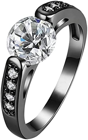 Моден црн прстен бел цирконија дијамантски прстен венчален прстен 13 парчиња смола акрилни прстени