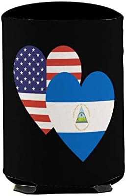 Никарагва Американско Знаме За Срце Еднократно Ракави За Чаши Ладно Кафе Изолиран Држач За Чаши Со Симпатична Шема за Топли Ладни Пијалоци
