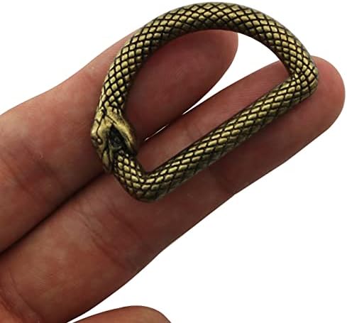 D прстени за торби FMHXG 5x32x18mm Антички месинг легура што не е заварена диета на прстенот со змија, метална Д прстенести јамка