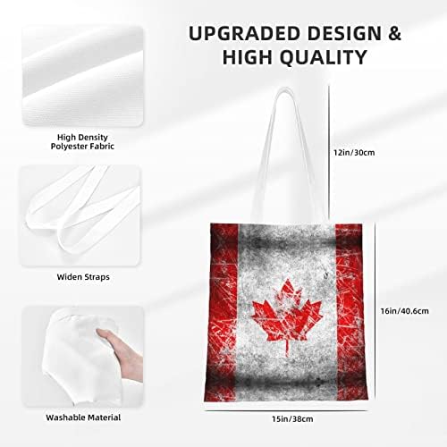 Торба за шопинг со знамето на Канада Канада, удобна и лесна, погодна за патувања за шопинг, големина /