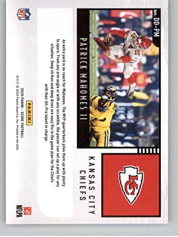 2020 Резултат длабок нуркачки црвен фудбал #1 Патрик Махомс II Канзас Сити Шефот Официјална малопродажба Само црвена НФЛ паралелна трговска картичка од Панини Америк?