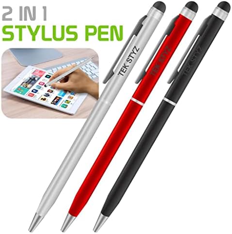 Pro Stylus Pen за Blu Go со мастило, висока точност, дополнителна чувствителна, компактен формулар за екрани на допир [3 пакет-црно-црвено-сребрено-силвер]