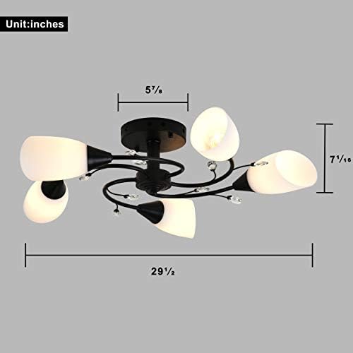 Полу -светло поставување на светло за монтирање на таванот - FINXIN FXCL22 Современа црна сликарска другарска светлина за спална