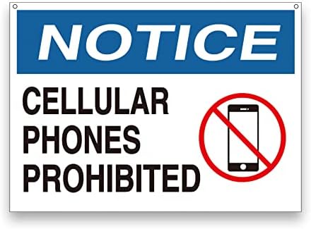 Мобилни телефони забранети знак 9.8x7 инчен пластичен затворен/надворешна употреба на предупредување за предупредување