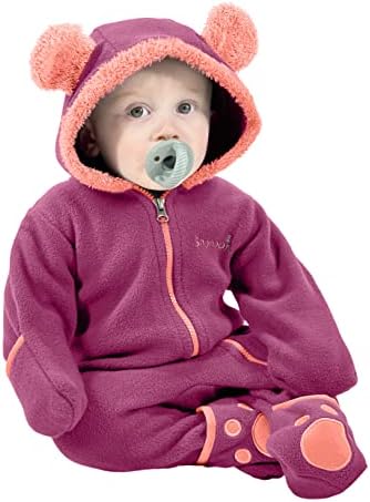 Snonook Fleece Baby Bunting Bodysuit - Бебе Зимски костум за девојчиња за новороденчиња и момчиња за новороденчиња со руно качулка и белезници