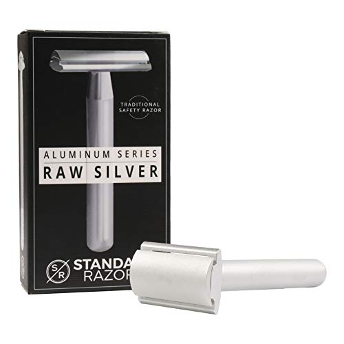 Стандарден жилет за безбедност на алуминиум со двојни работ - сурово сребро | Луксузен брич за мажи | Три парче двоен раб брич