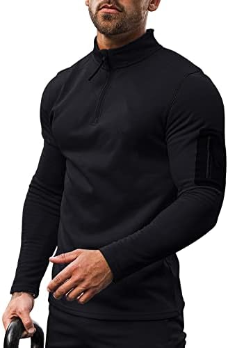 Менс спортски кошули 1/4 поштенски долг ракав Брза сув џемпер за трчање во теретана за вежбање врвови на врвови