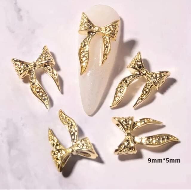 50 парчиња/лот 3Д легура на ноктите за нокти злато/сребрен метал цирконски лента лак за нокти украси 2022 пеперутка DIY нокти јорган - rhinestones