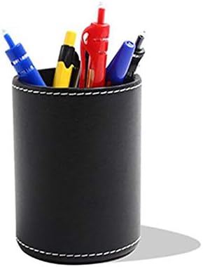 Timetries01 Кожен канцелариски молив држач, тркалезно пенкало за биро за биро Организатор Десктоп канцелариски садови за контејнери