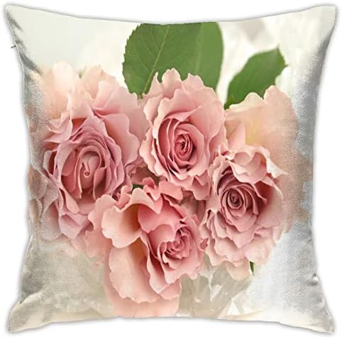 Варун фрли перница опфаќа гроздобер розови рози ругоса цветен дизајн квадратна перница за домашен декор софа автомобил спална соба перница кутија 18x18inch