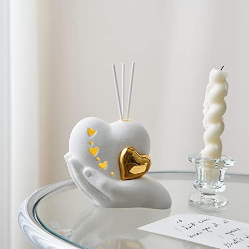 Најтесен модерен декор за дома срце керамички статуа кафе маса за кафе, loveубовна скулптура полица за декор акценти, декорација на маса