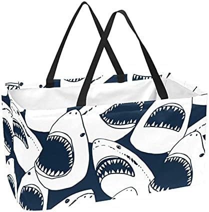 Кошар за еднократно шопинг ајкула риба преносна виткање пикник намирници кеси за перење алишта за купување торба за торба за купување тота