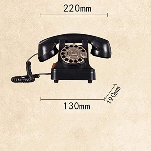 PDGJG Rotary Dial Телефонски ретро старомодни фиксни телефони со класично метално bellвонче, кабел телефон со звучник и функција за повторно бирање