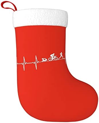 Waymay Triathlon Heartbeat Божиќно порибување 18 инчи Божиќ што виси чорап класичен празник за декорација на празници