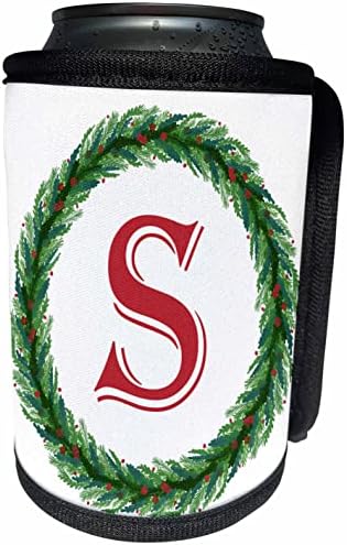 3drose Божиќниот венец монограм S црвен почетен, SM3DR - може да се лади обвивка за шише