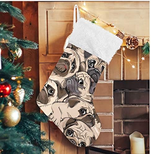 Алаза Божиќни чорапи Булдогс Класик Персонализирани големи декорации за порибување за семејни сезонски празници Декор 1 пакет, 17,7 ''