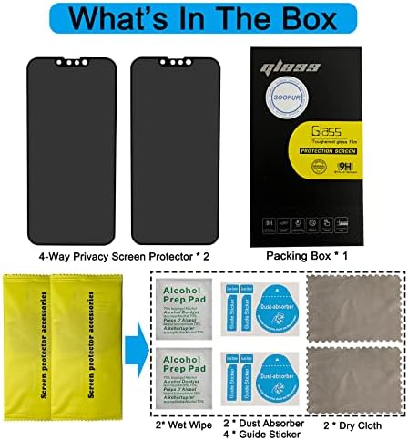SOOPUR [2 Пакет 4 Начин Заштитник На Екранот За Приватност Компатибилен со iPhone 14 6.1, 360 Степен Хоризонтална И Вертикална