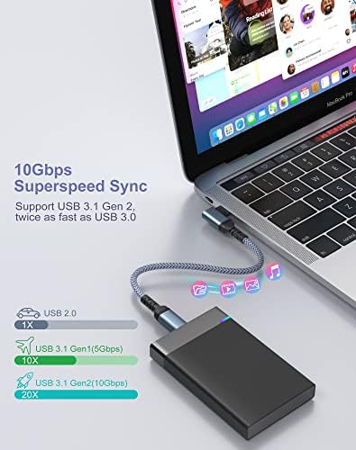 eversame 2 ПАКЕТ USB C ДО USB C 3.1 Gen 2 Кабел 100w Прав Агол Тип C Видео Излез Кабел Брзо Полнење Кабел За Oculus Линк, MacBook, iPad