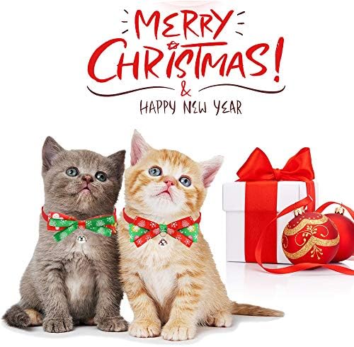 2 Пакувајте Божиќна Јака За Миленичиња, Прилагодлива Јака За Божиќни Мачки Со Двојно Палубно Ѕвонче, Божиќен Прстен За Вратот | Симпатична Модна