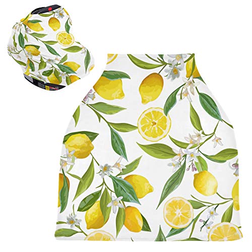 Yyzzh лимон овошје Јасмин цвет цветно печатење лисја гранка на бело истегнување на седиштето за бебиња за бебиња за новороденчиња, доенчиња