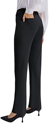Афитен женски јога фустани панталони се залепуваат со права работа панталони деловни канцеларии обични пакувања со џебови