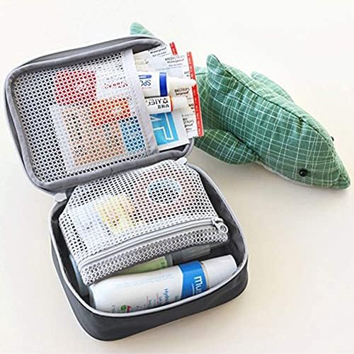 Linsiter Portable празна торба за прва помош мала големина, мини пат за патувања торбичка двојно патенти за апчиња џеб за домашно училиште