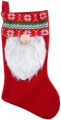 Само4 твое празник гноми Божиќни чорапи, сет од 1 црвена и 1 сива порибување - декор, огниште на камин, подарок и сегашно давање,