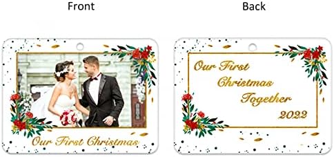 Рамка за слика на Вахаме Нашиот прв Божиќ заедно украси 2022 Нашите 1 -ви Божиќни свадбени украси, Божиќна свадба оженети подароци