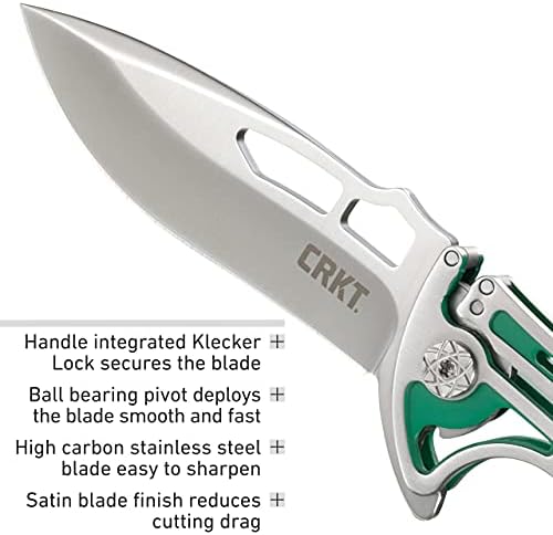 Crkt Nirk Tighe 2 EDC Преклопување на џебниот нож: Секојдневно носење, сатенско сечило, интегрирана заклучување на Клекер, скелетизирана