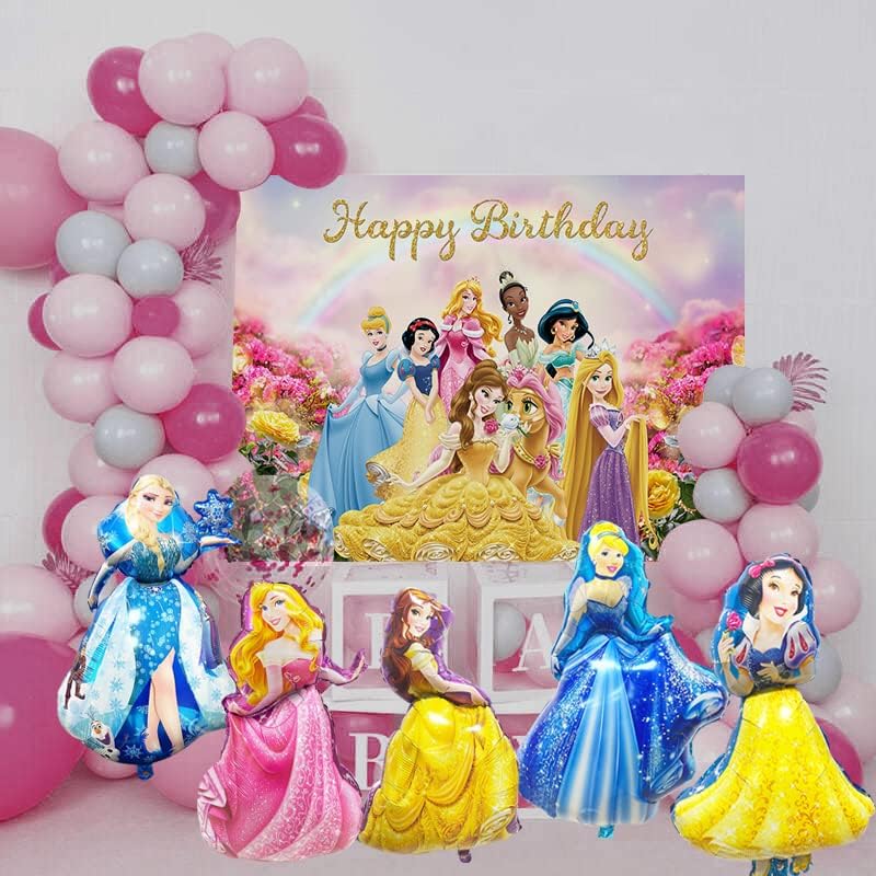 5 компјутери принцеза балон девојки роденденска забава, девојки бебе туш принцеза принцеза роденденска забава балон
