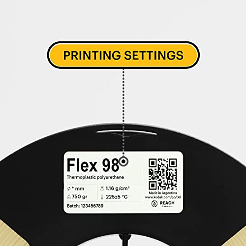 Кодак Флекс 98 Флексибилен 3Д филамент за печатач TPU White +/- 0,03 mm, 750g spool, 2,85 mm. Најниска влага Премиум 3D Филијам