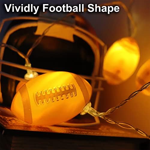 Yayfazy фудбалски декор жици светла, батерија оперирана 6,5 метри 10 со спортска соба декор светла за момчиња спална соба или спортска