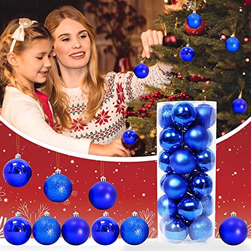 Божиќна топка приврзоци корпа 24 парчиња 3 см Божиќни класични топки со цврста боја Поставете ги украси за виси новогодишна елка
