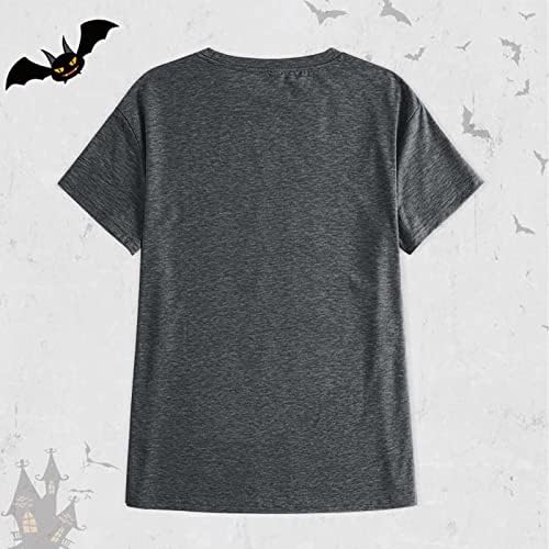 Женски падови маици од тиква, смешни кратки ракави за Ноќта на вештерките, врвови на женски кратки ракави свилени блуза