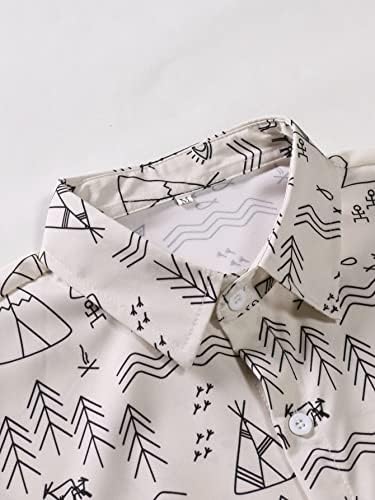Ојоангл Машки Летни 2 Парчиња Облека Печатење Копче Надолу Краток Ракав Блуза Кошула И Шорцеви Во Собата