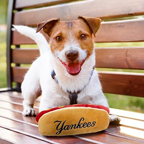 Играчки за кучиња на кучиња MLB - Закуски со тема на стадион - Најчеста кадифен играчка за кучиња и мачки со внатрешно пискач и