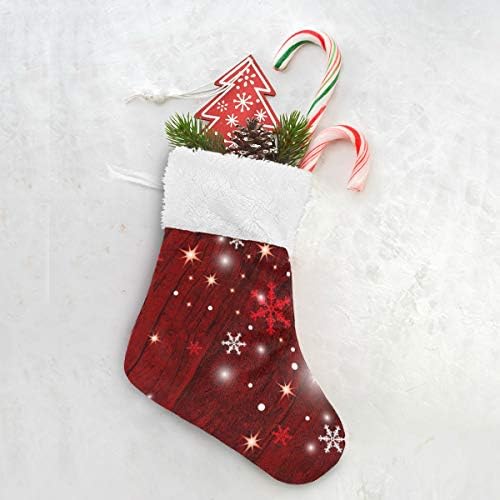 Алаза Божиќни чорапи Црвени снегулки Класични персонализирани мали декорации за порибување за семејни сезонски празници за забави