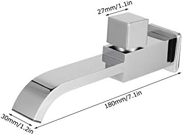 G1/2 7.1in Wallид монтирање единечна рачка со тапа за тапа за мијалник за мијалник, цврст месинг единечен ладен водопад тапа за домашна бања,