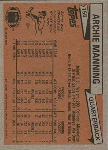 1981 Топпс 158 Арчи Менинг светци НФЛ Фудбалска картичка НМ-МТ