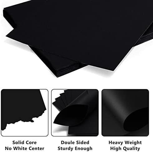 Црн картон 8,5 x 11.250gsm Црна градежна хартија 20 листови дебела празна црна занаетчиска хартија за покани, проекти за уметност DIY, материјали за белешки, стационарно печ