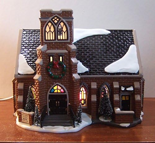Оддел 56 Божиќно Снежно Село Нова Надеж Црква Осветлена Божиќна Куќа Рачно Насликана Керамика
