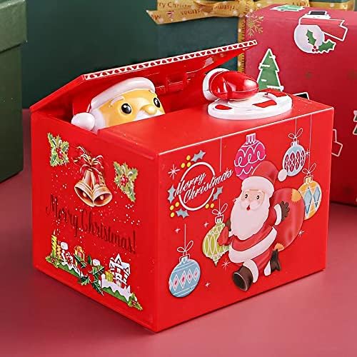 Божиќна свинче банка Санта Клаус Крадечка монета за деца, електронска банка за заштеда на пари за заштеда на кутија за паметни кутии, изненадување