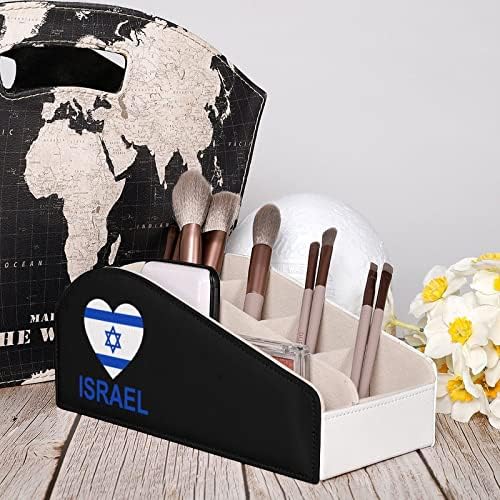 Loveубов на држачот за далечински управувач на Израел, кутија за организатор на кожа со 6 оддели за складирање за дневна соба спална соба