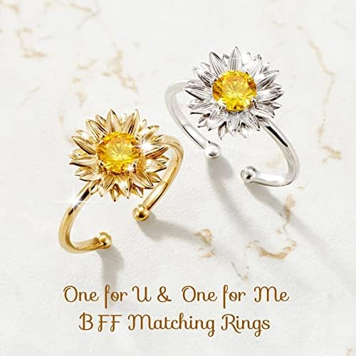 2023 Личност Дејзи сончоглед Циркон прстен сладок цвет отворен прстен ќерка ringsвони со монистра што се вртат прстени жени подароци оправдани