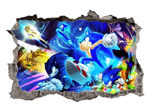 Авантура Sonic Wall Decals Art 3D разбиен сопствен еж Детска соба wallид декор момчиња постер за постер мурал позадина отстранлив винил