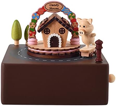 Се прашувате ме малку свиња симпатична цртана руда дрвена музичка кутија Детска манекенска соба декорација музичка кутија