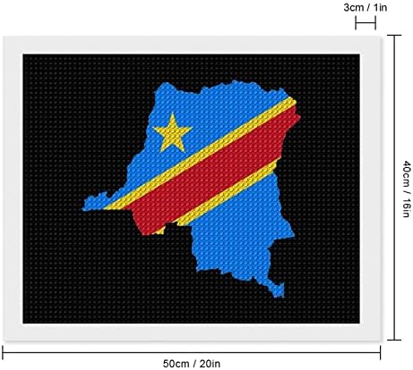 Конго знаме мапа со дијамантски комплети за сликање 5d DIY целосна вежба Rhinestone Arts Wallид декор за возрасни 16 x20