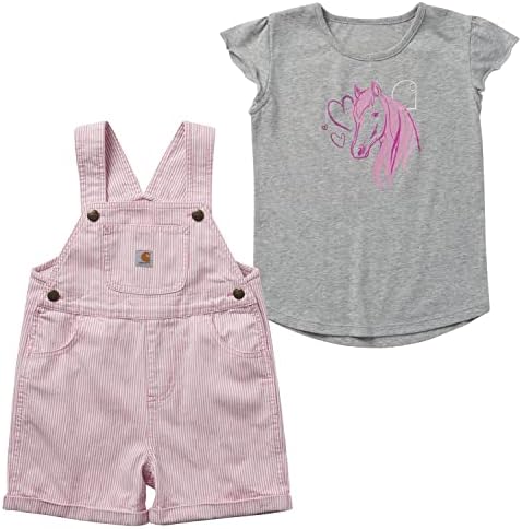 Carhartt Baby-Girls кратки ракави коњи маица и ленти Shortall Set