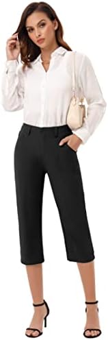 Gymsmart Black Capri панталони за жени со џебови Обичен летен фустан Каприс лесен XL